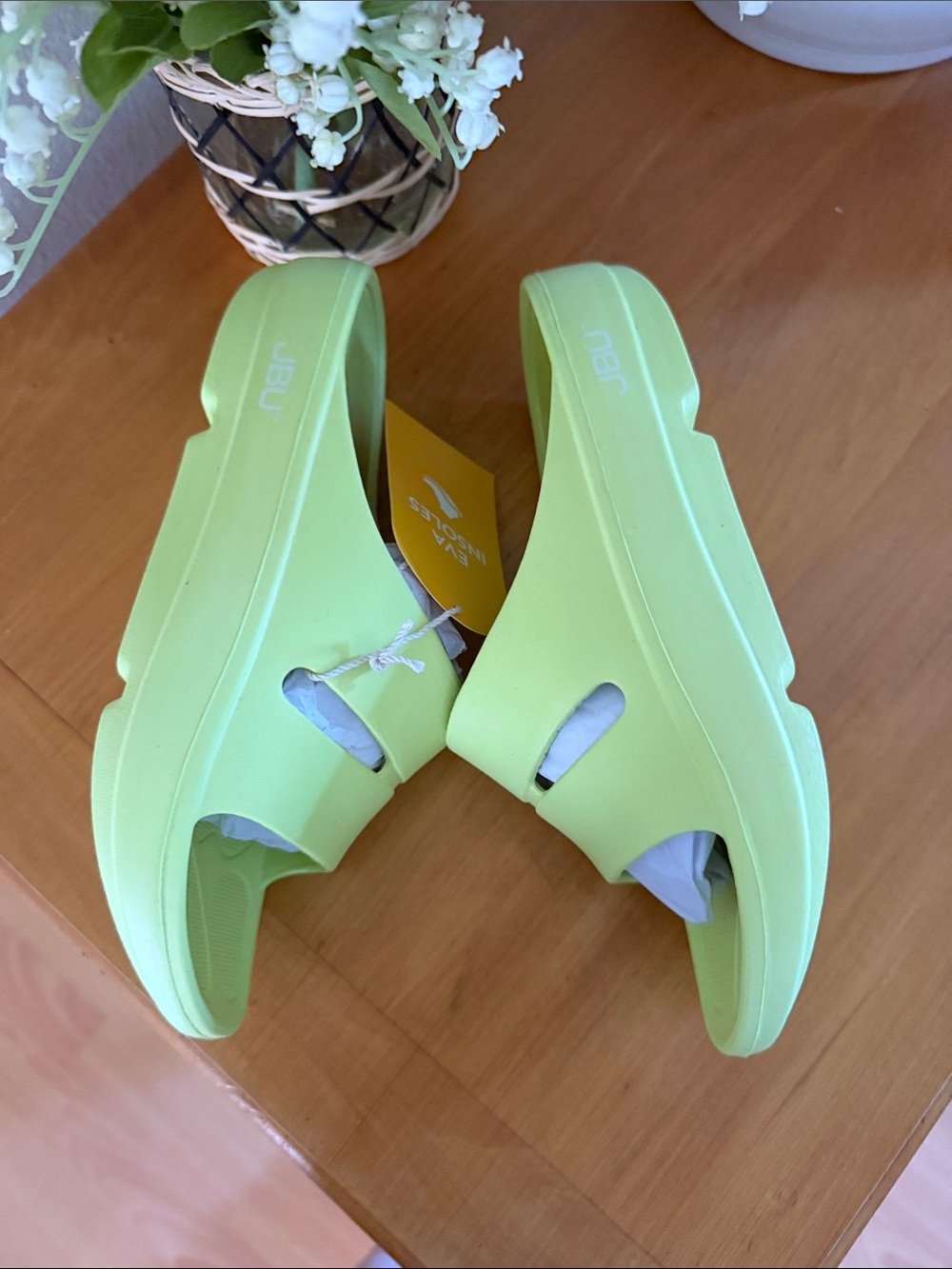 JBU Women's Lime Slide Sandals in Bright Lime - Picture 4 of 10